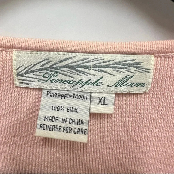 Vintage Pineapple Moon 100% silk pale pink knit tank size XL - Picture 3 of 7
